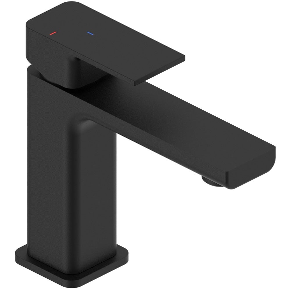 Astini Quadrado Matte Black Square Eco Basin Mixer Tap & Waste