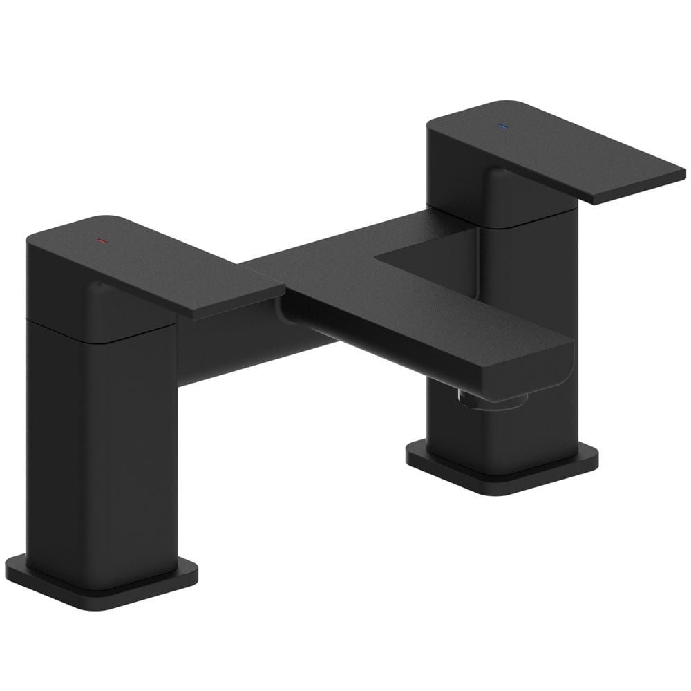 Astini Quadrado Matte Black Square Deck Mounted Bath Filler Tap