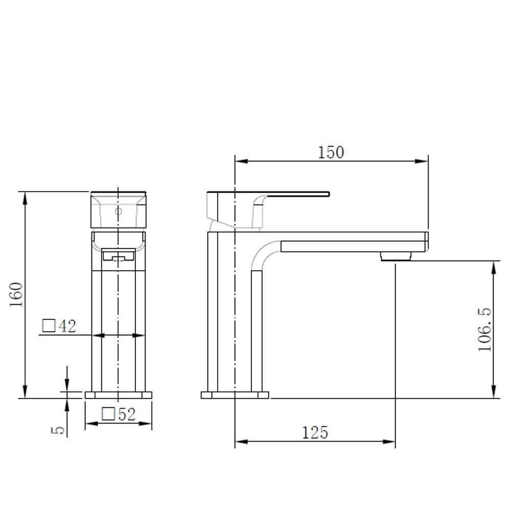 Astini Quadrado Brushed Brass Square Eco Basin Mixer Tap & Waste
