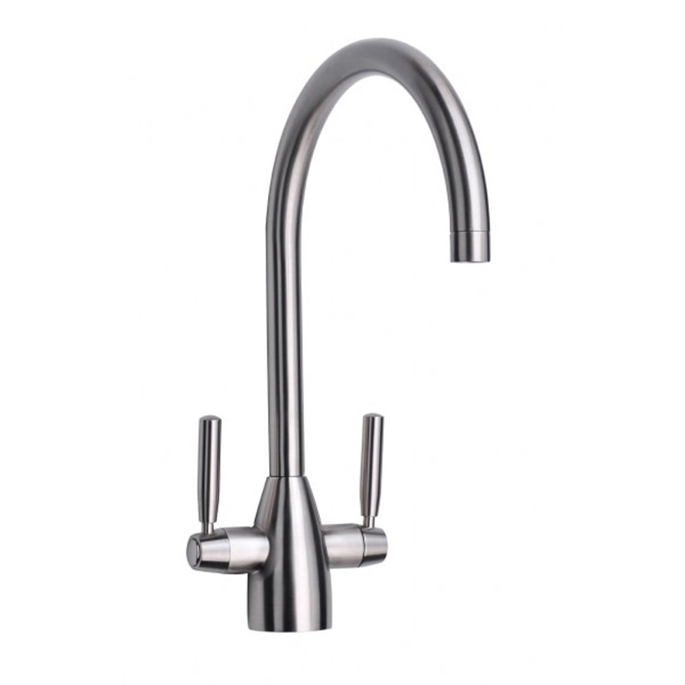 Astini Rumba Brushed Steel Twin Lever Kitchen Sink Mixer Tap AK147BS