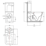 Astini Milan White Square Rimlesss Close Coupled Toilet Pan & Soft Close Seat