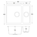 Astini Dante 1.5 Bowl Ceramic White Reversible Undermount Kitchen Sink & Waste