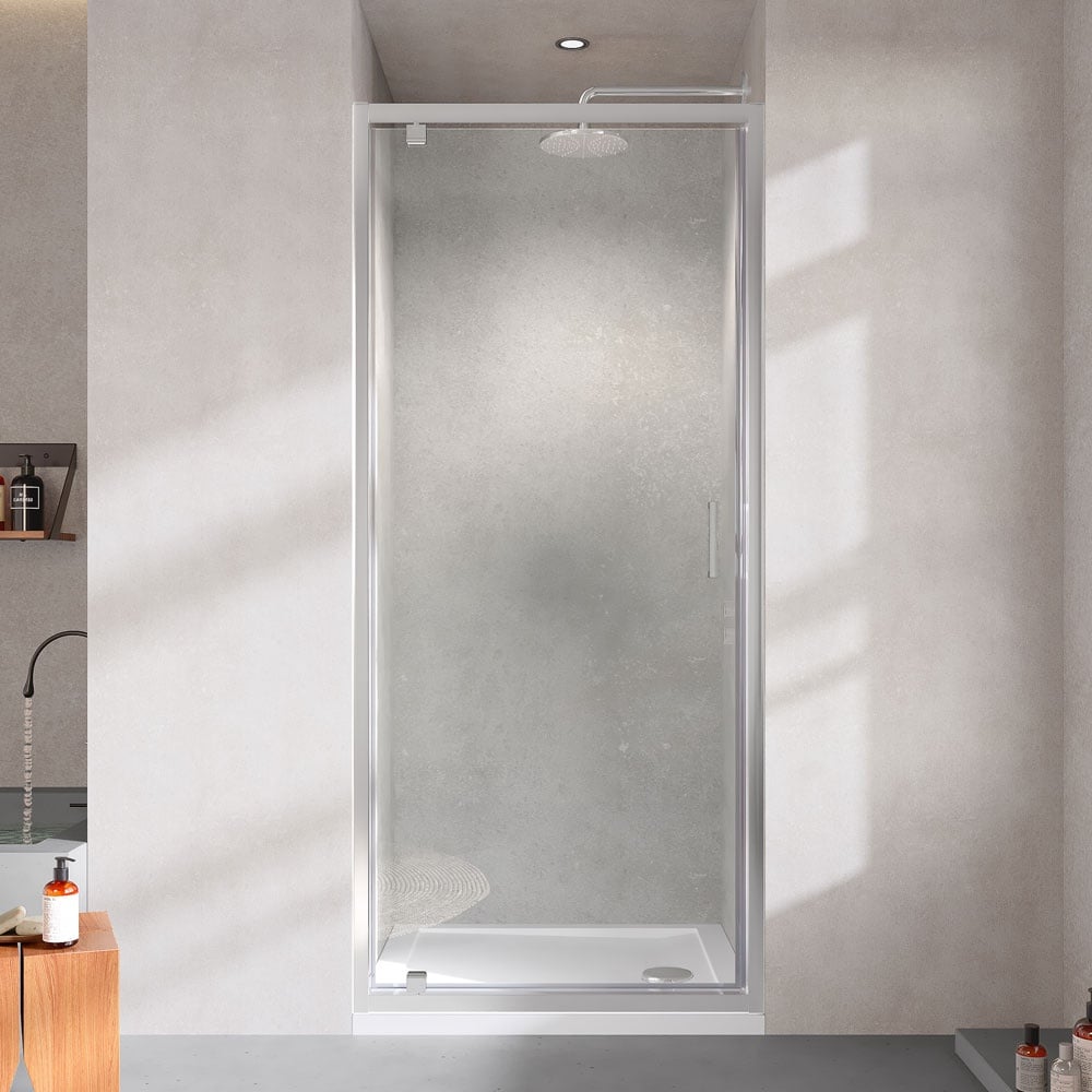 Astini Chrome Profiles Pivot Shower Door 900mm