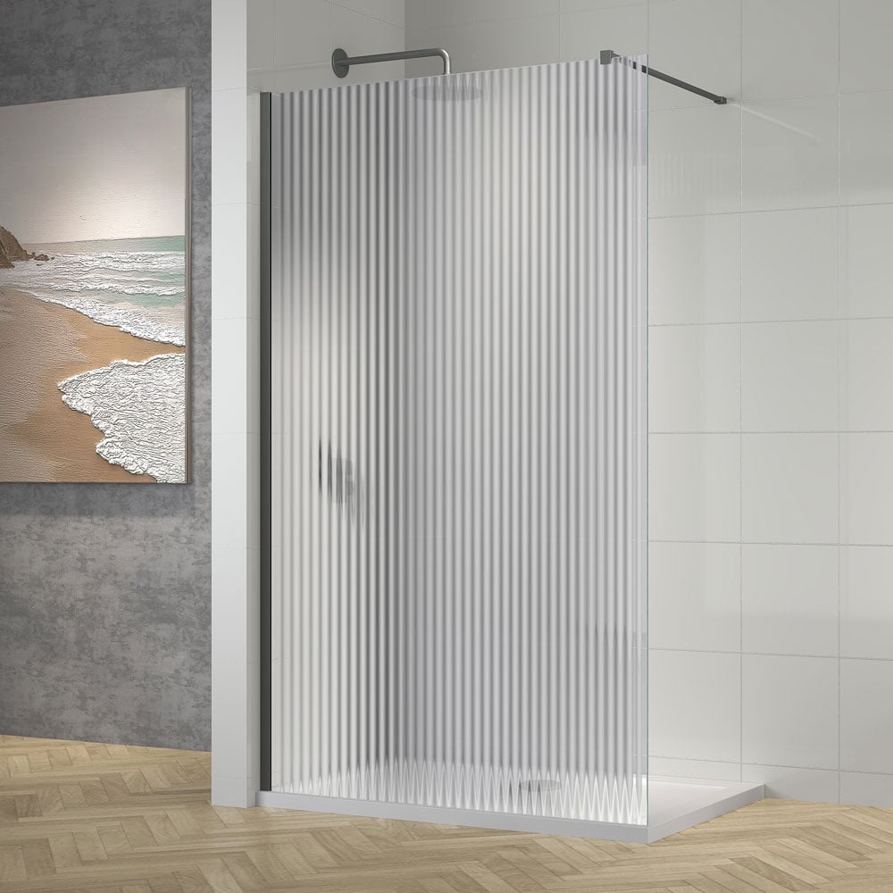 Astini TI8 Fluted Gunmetal 1200x1950x8mm Wetroom Panel