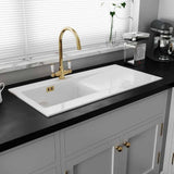 Astini Desire 100 1 Bowl White Ceramic Kitchen Sink with Waste & Colonial Tap