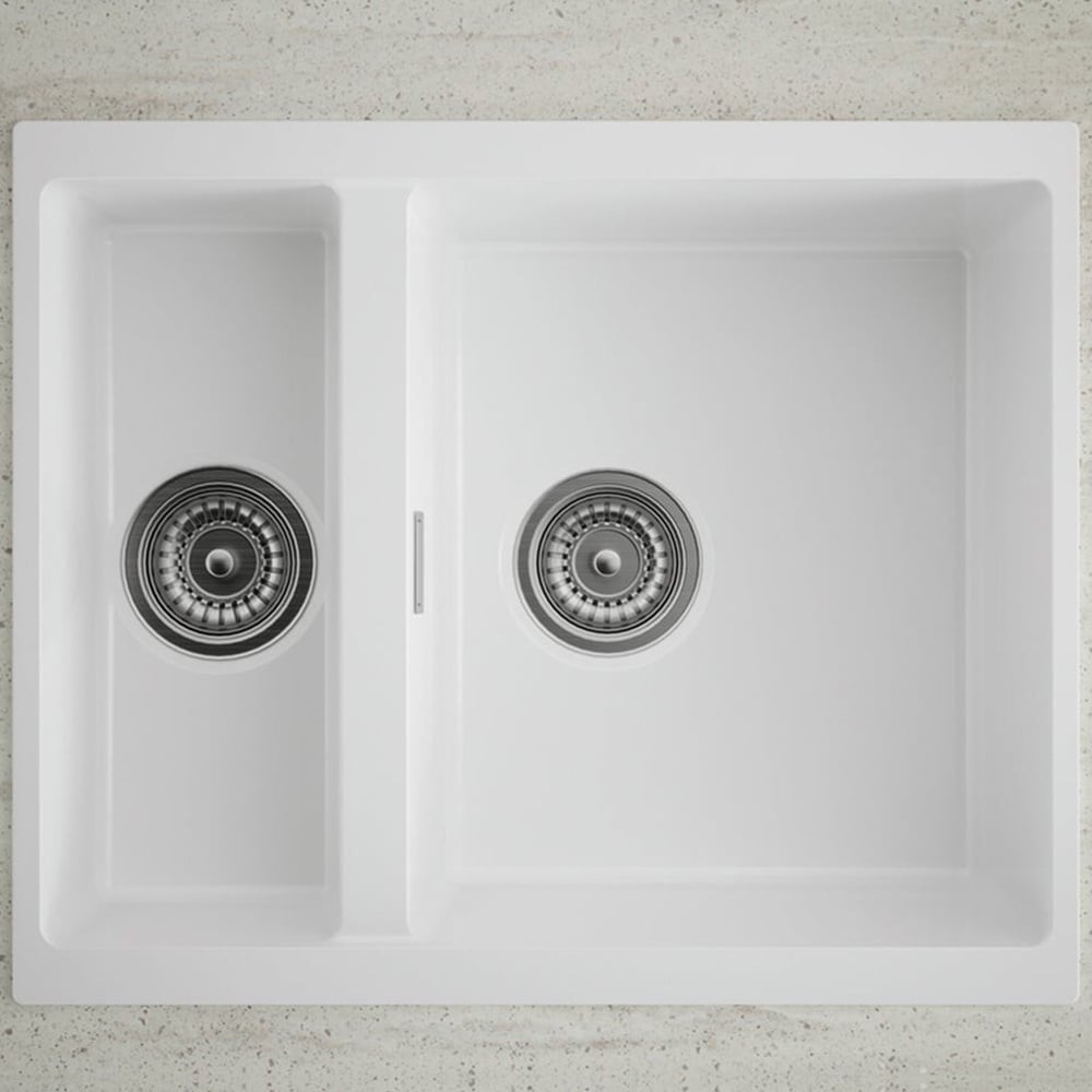 Astini Dante 1.5 Bowl Ceramic White Reversible Undermount Kitchen Sink & Waste