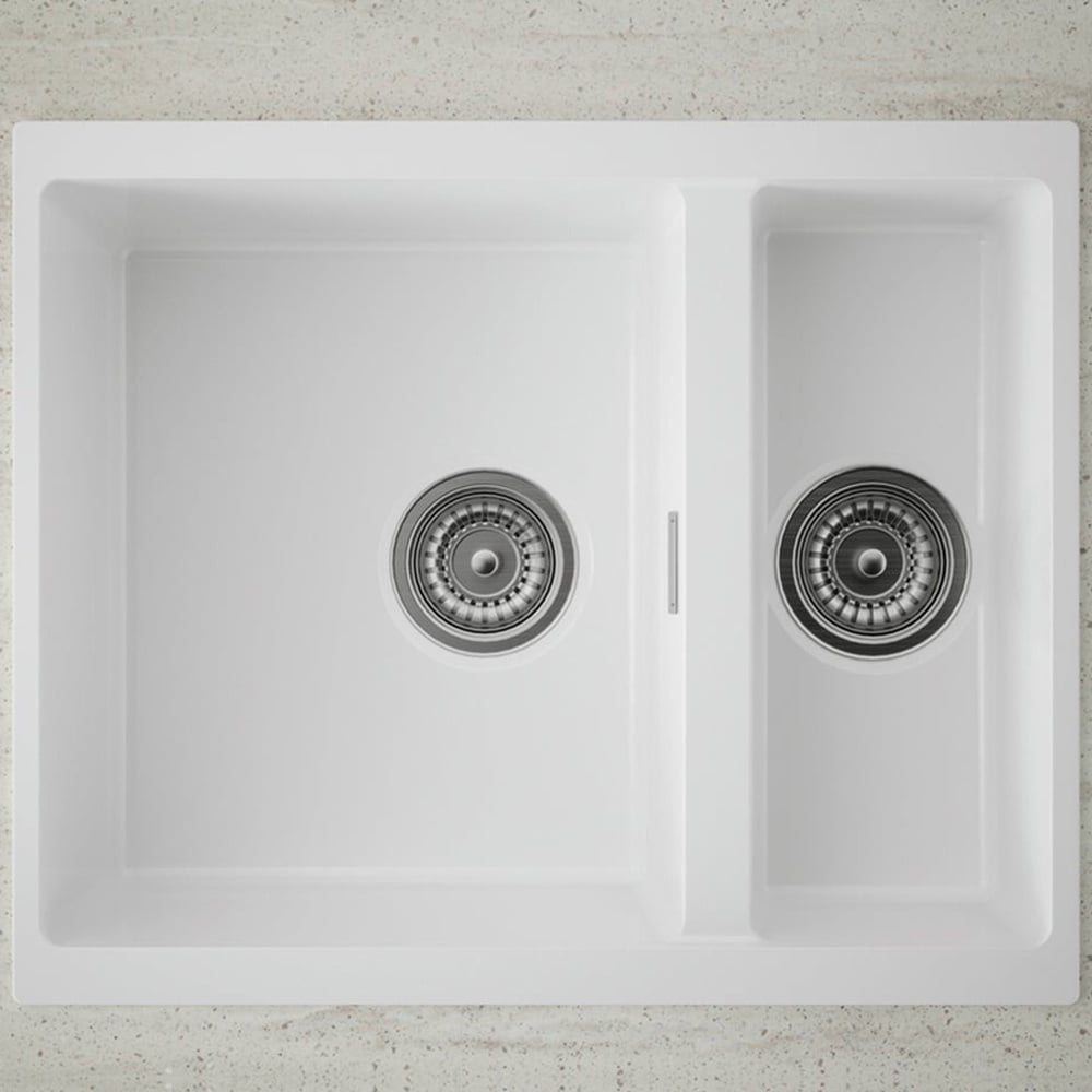 Astini Dante 1.5 Bowl Ceramic White Reversible Undermount Kitchen Sink & Waste