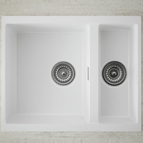Astini Dante 1.5 Bowl Ceramic White Reversible Undermount Kitchen Sink & Waste