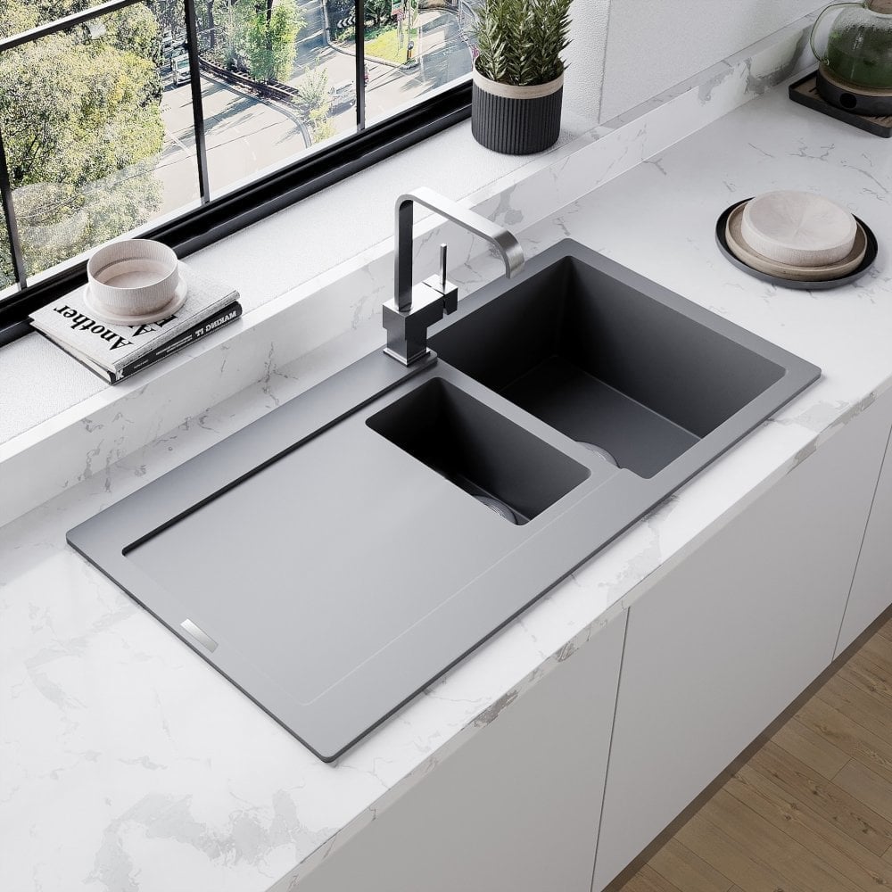 Astini Quadro 1.5 Bowl Granite Kitchen Sink & Cosmo 5E Tap Set