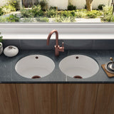 Astini Round Inset/Undermount 460 2.0 Bowl White Ceramic Kitchen Sink with Waste & Overflow