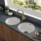 Astini Round Inset/Undermount 460 2.0 Bowl White Ceramic Kitchen Sink with Waste & Overflow