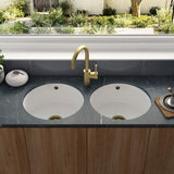 Astini Round Inset/Undermount 460 1.0 Bowl White Ceramic Kitchen Sink with Waste & Overflow