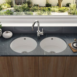 Astini Round Inset/Undermount 460 1.0 Bowl White Ceramic Kitchen Sink with Waste & Overflow