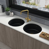 Astini Round Inset/Undermount 460 1.0 Bowl Matt Black Ceramic Kitchen Sink with Waste & Overflow