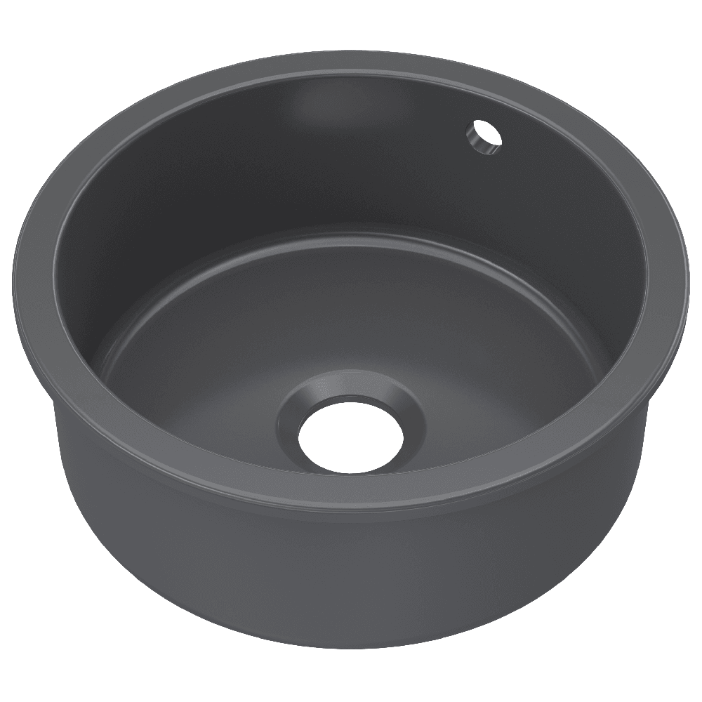 Astini Round Inset/Undermount 460 1.0 Bowl Matt Black Ceramic Kitchen Sink with Waste & Overflow