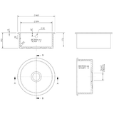 Astini Round Inset/Undermount 460 1.0 Bowl Matt Black Ceramic Kitchen Sink with Waste & Overflow