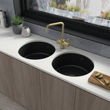 Astini Round Inset/Undermount 460 1.0 Bowl Matt Black Ceramic Kitchen Sink with Waste & Overflow