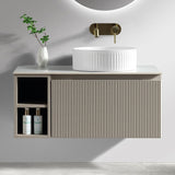Astini Flauto 800mm Wall Hung Vanity Unit W/ Side Storage & RH Counter Top