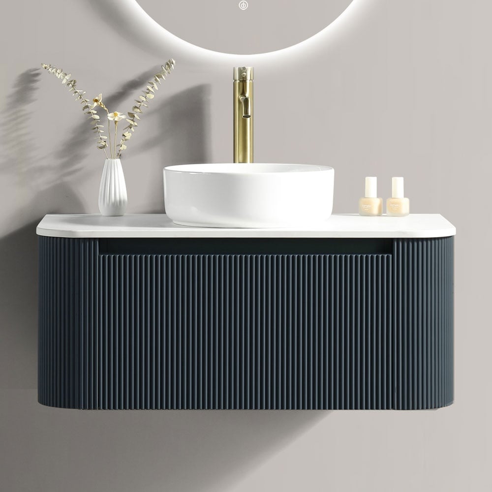 Astini Flauto 870 Curved Corner Wall Hung Vanity Unit & Sintered Stone Counter Top