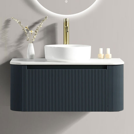 Astini Flauto 870 Curved Corner Wall Hung Vanity Unit & Sintered Stone Counter Top