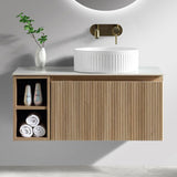 Astini Flauto 800mm Wall Hung Vanity Unit W/ Side Storage & RH Counter Top