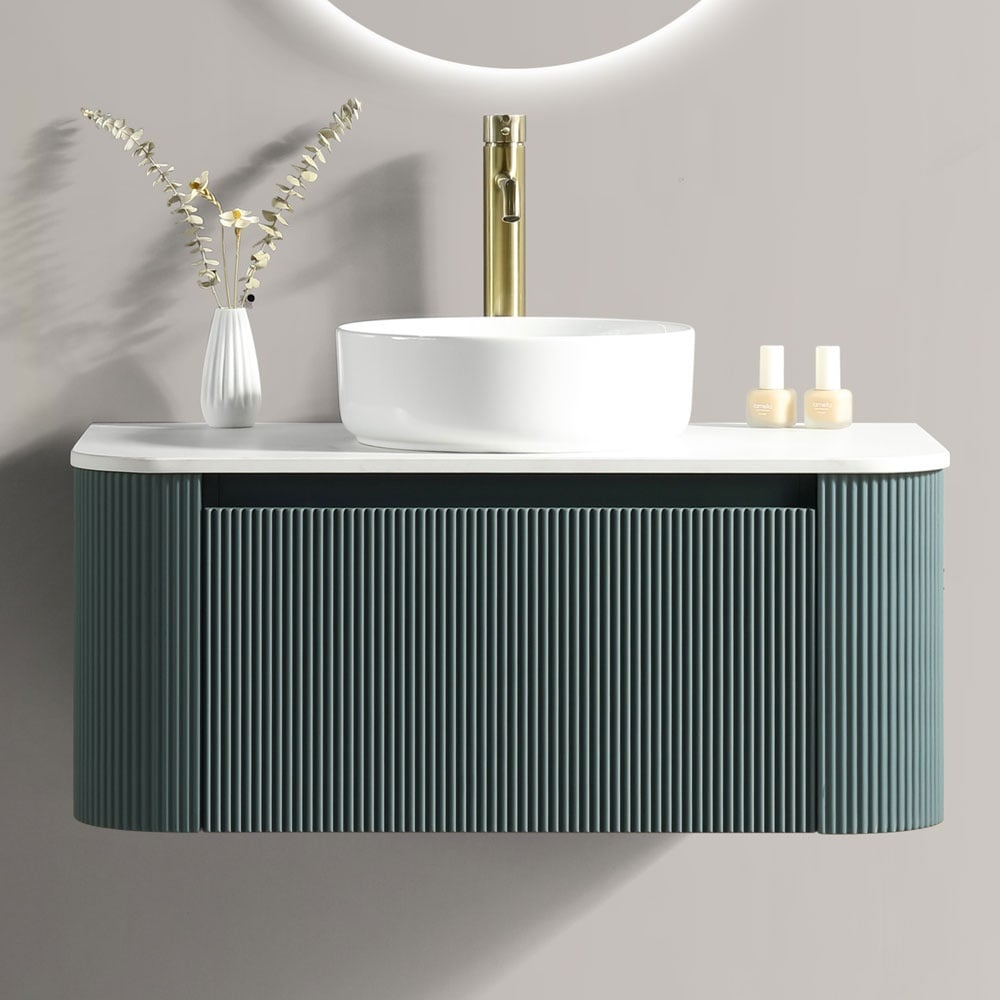 Astini Flauto 870 Curved Corner Wall Hung Vanity Unit & Sintered Stone Counter Top