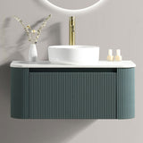 Astini Flauto 870 Curved Corner Wall Hung Vanity Unit & Sintered Stone Counter Top