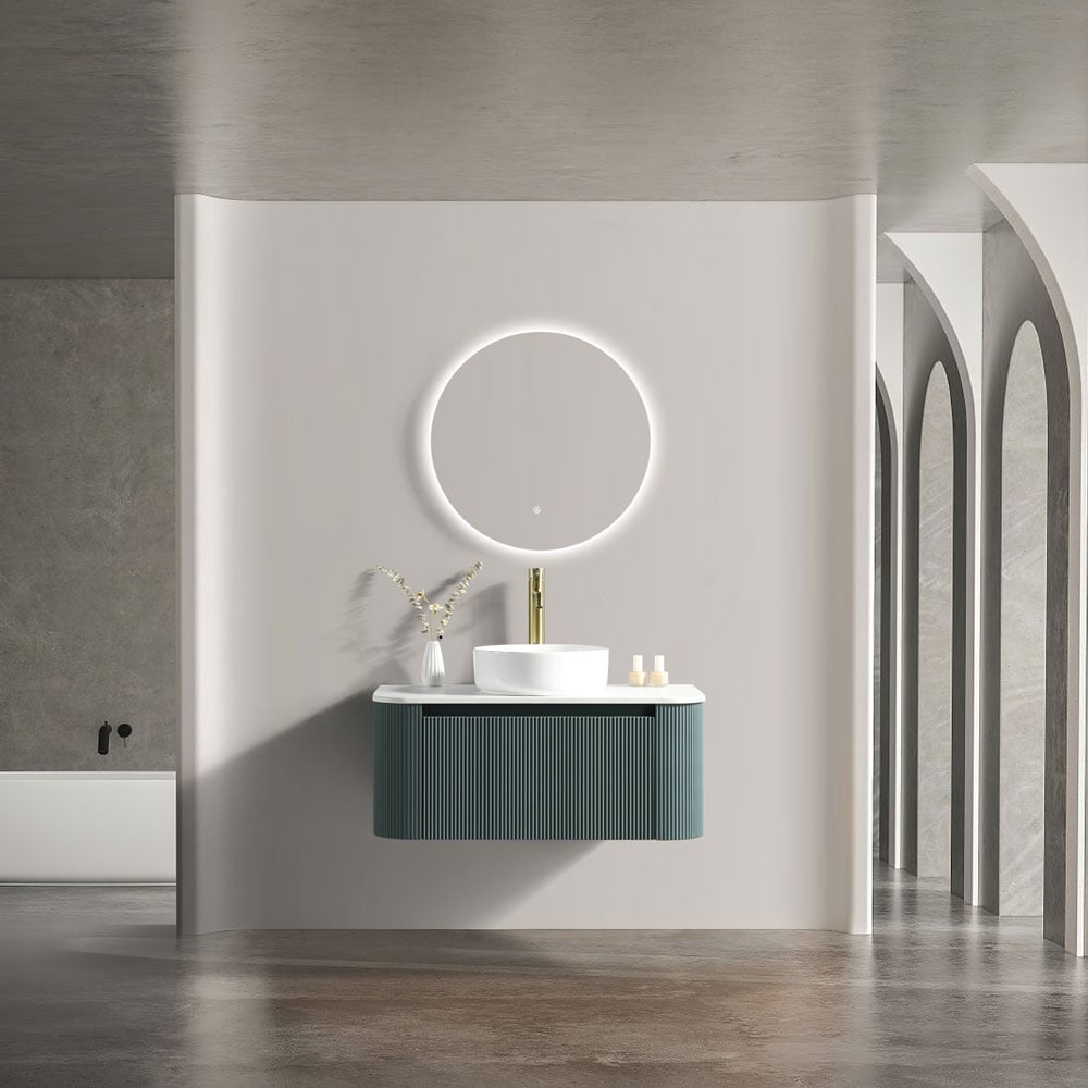 Astini Flauto 870 Curved Corner Wall Hung Vanity Unit & Sintered Stone Counter Top