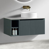 Astini Flauto 800mm Wall Hung Vanity Unit W/ Side Storage & RH Counter Top