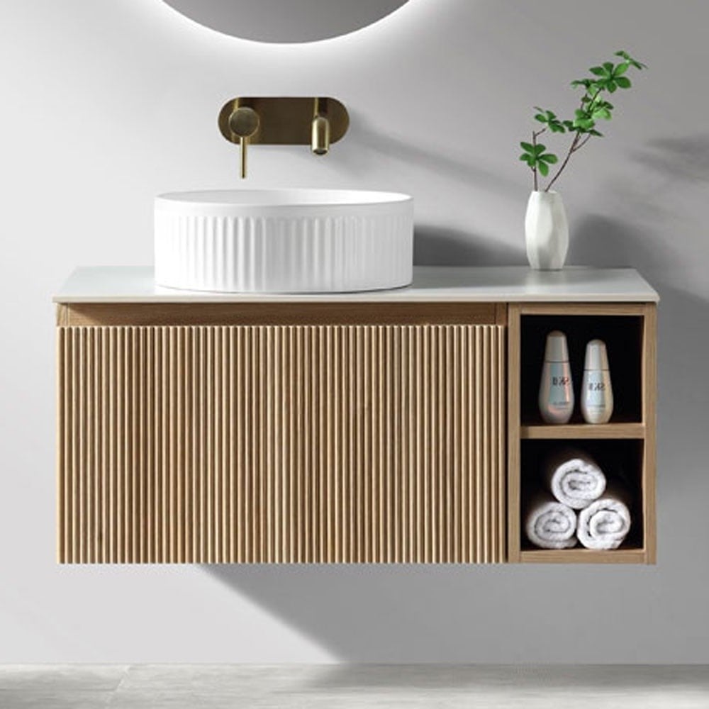 Astini Flauto 800mm Wall Hung Vanity W/ Side Storage & LH Counter Top