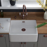 Astini Belfast 600 1.0 Bowl White Ceramic Butler Kitchen Sink with Waste