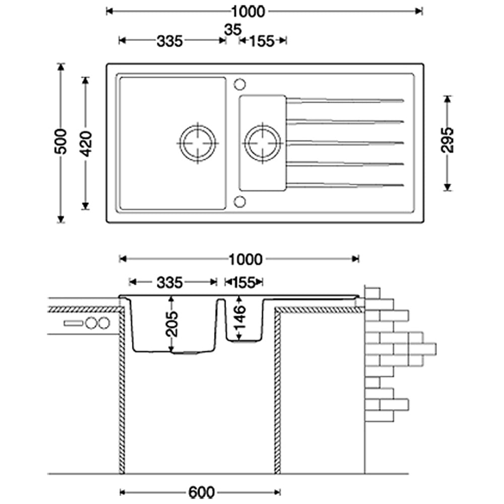 Astini Gianni 1.5 Bowl Granite Kitchen Sink & Waste