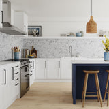Wilsonart Alloy Carrara Marble Herringbone Aluminium Feature Kitchen Splashback