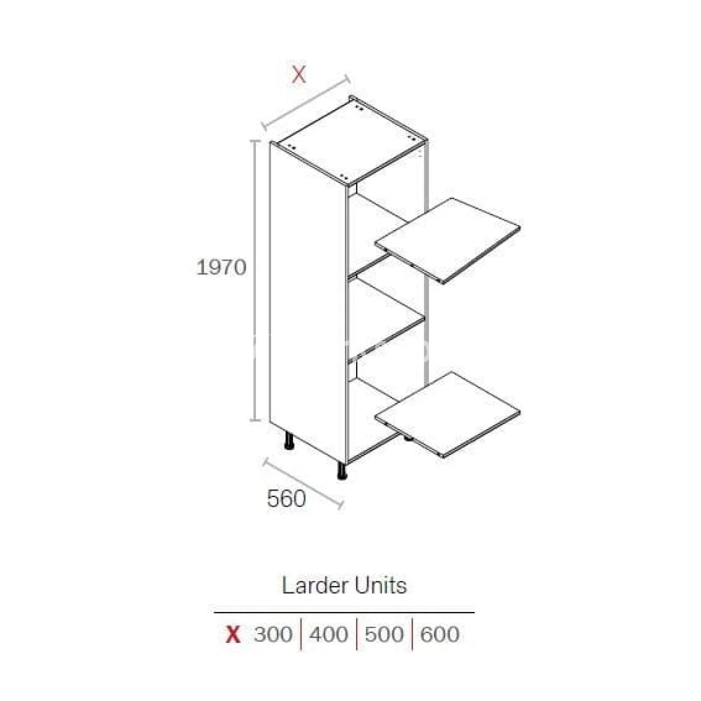 300mm Kitchen Larder Cabinet  White (1970mmH + Legs)