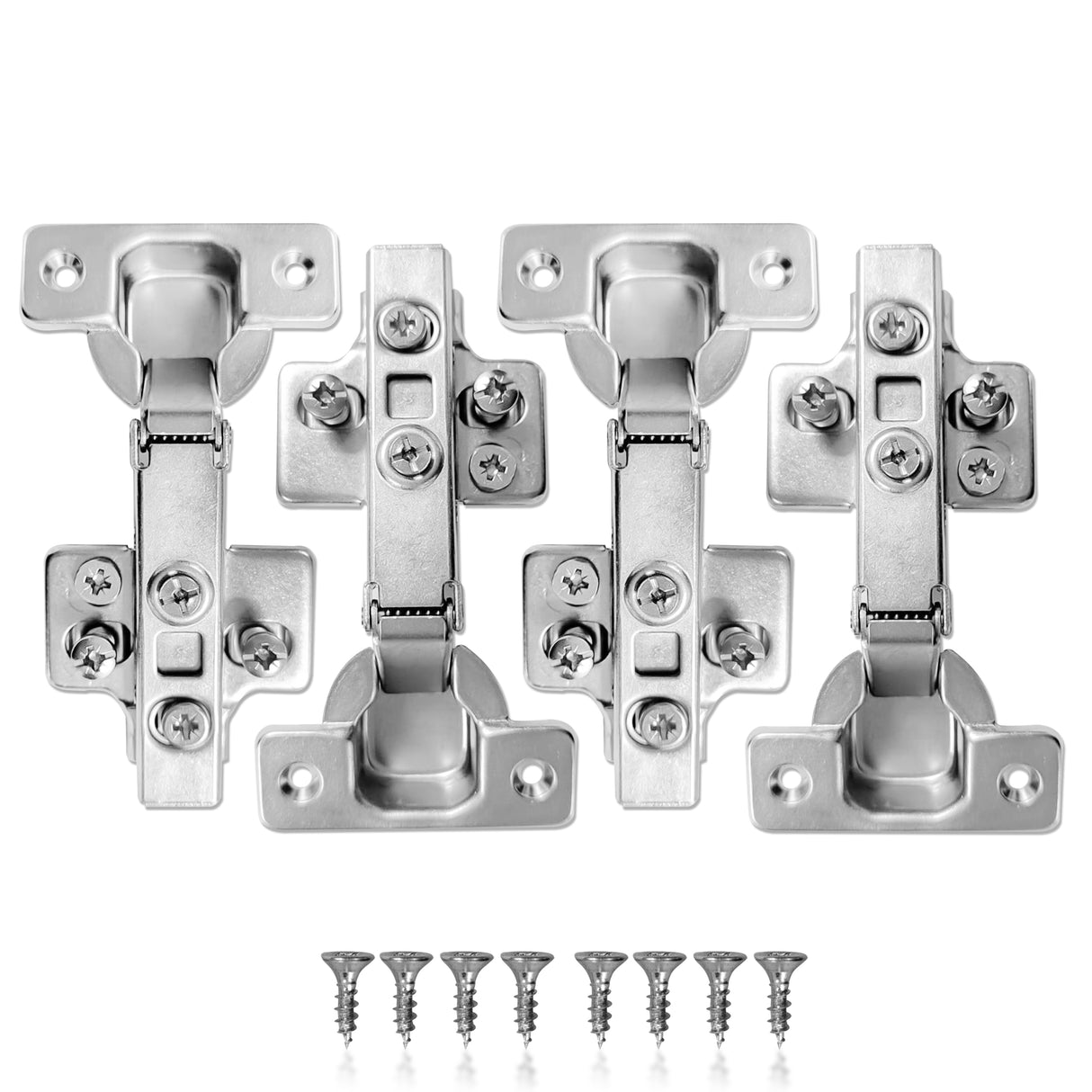 4 PACK 110 Degree Full Overlay Soft Close Kitchen Cabinet Door Hinges Adjustable Inc Backplates + Sc