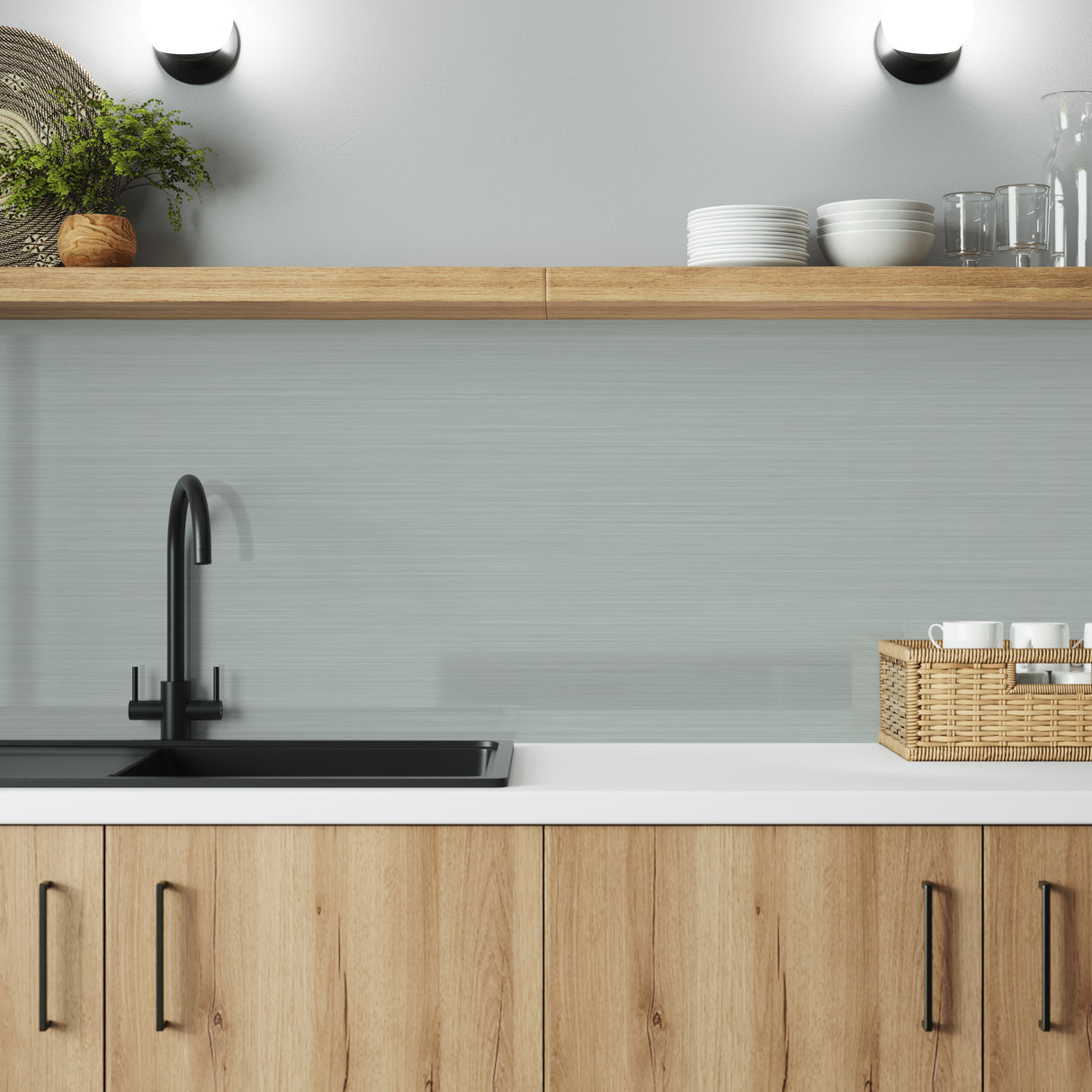 Wilsonart Alloy Brushed Steel/ Brushed Titanium (Double Sided) Aluminium Feature Kitchen Splashback