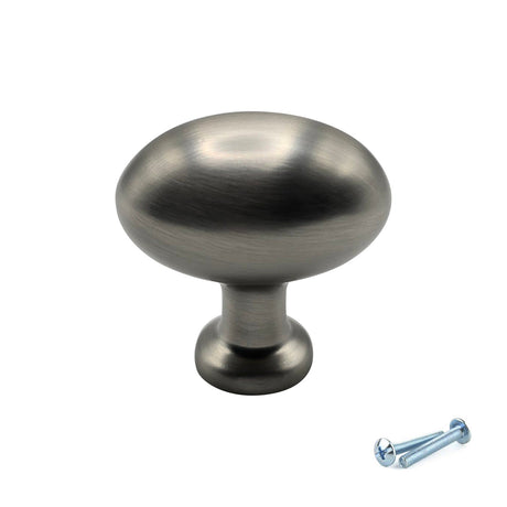 M4TEC Brushed Nickel Oval Knob Handle – VG8 Series (36mm Cabinet, Drawer & Cupboard Knob)