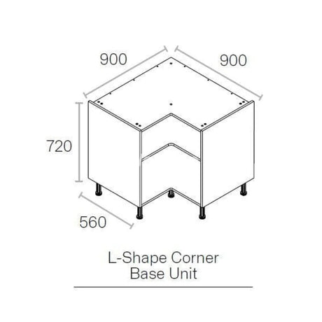 900mmx900mm L Shaped Kitchen Corner Base Cabinet  White