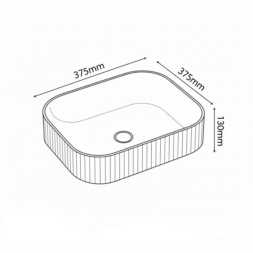 Astini Flauto 405x405 Fluted Gloss White Square Countertop Basin