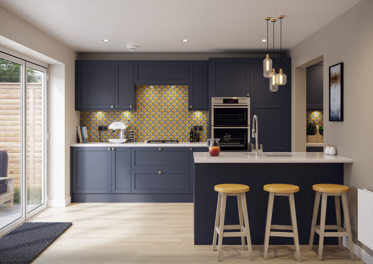 Balmoral Wood Grain 'Skinny' Shaker Navy Blue Ash- Replacement Kitchen Drawer Front (140mm High)