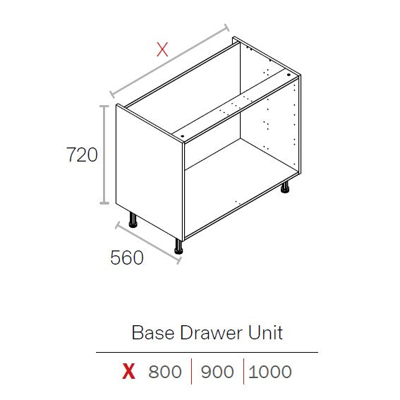 1000mm Flat Pack Kitchen Drawer Cabinet Light Grey