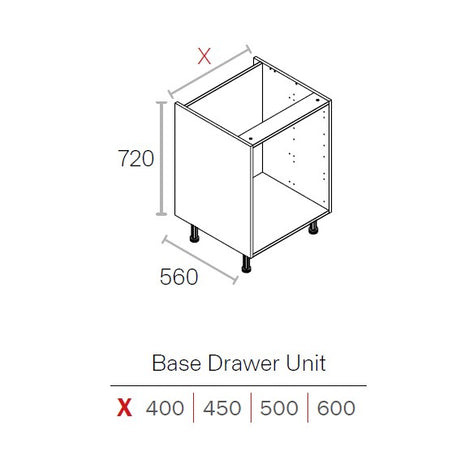 400mm Flat Pack Kitchen Drawer Cabinet Light Grey