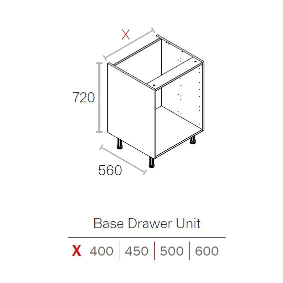 500mm Flat Pack Kitchen Drawer Cabinet Light Grey