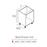 500mm Flat Pack Kitchen Drawer Cabinet Light Grey