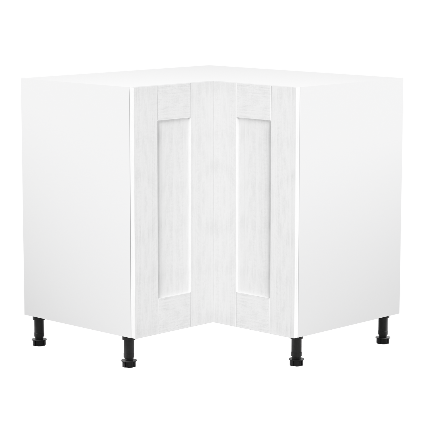 Buckingham White Ash Shaker 900mm L Shaped Corner Kitchen Base Unit
