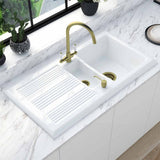 Astini Canterbury 150 1.5 Bowl Gloss White Ceramic Kitchen Sink with Waste Options