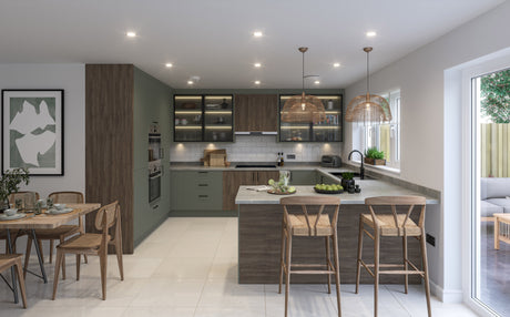 Fenton Painted (Laser Edged) Slab Reed Green- Replacement Kitchen Doors (Trims & Accessories)