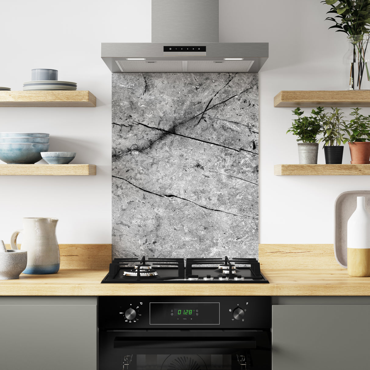 Bushboard Alloy Fossil Marble Aluminium Feature Kitchen Splashback