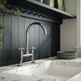 Astini Victoria Twin Crosshead Kitchen Sink Bridge Mixer Tap