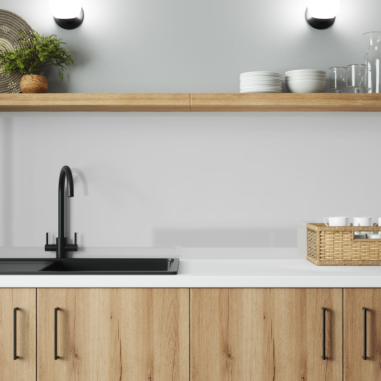 Bushboard Alloy Glacier White Aluminium Feature Kitchen Splashback